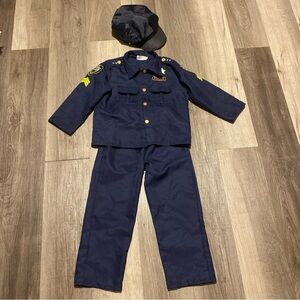 Police pfficer Kids Halloween Costume - Dark Blue with Yellow Accents size M